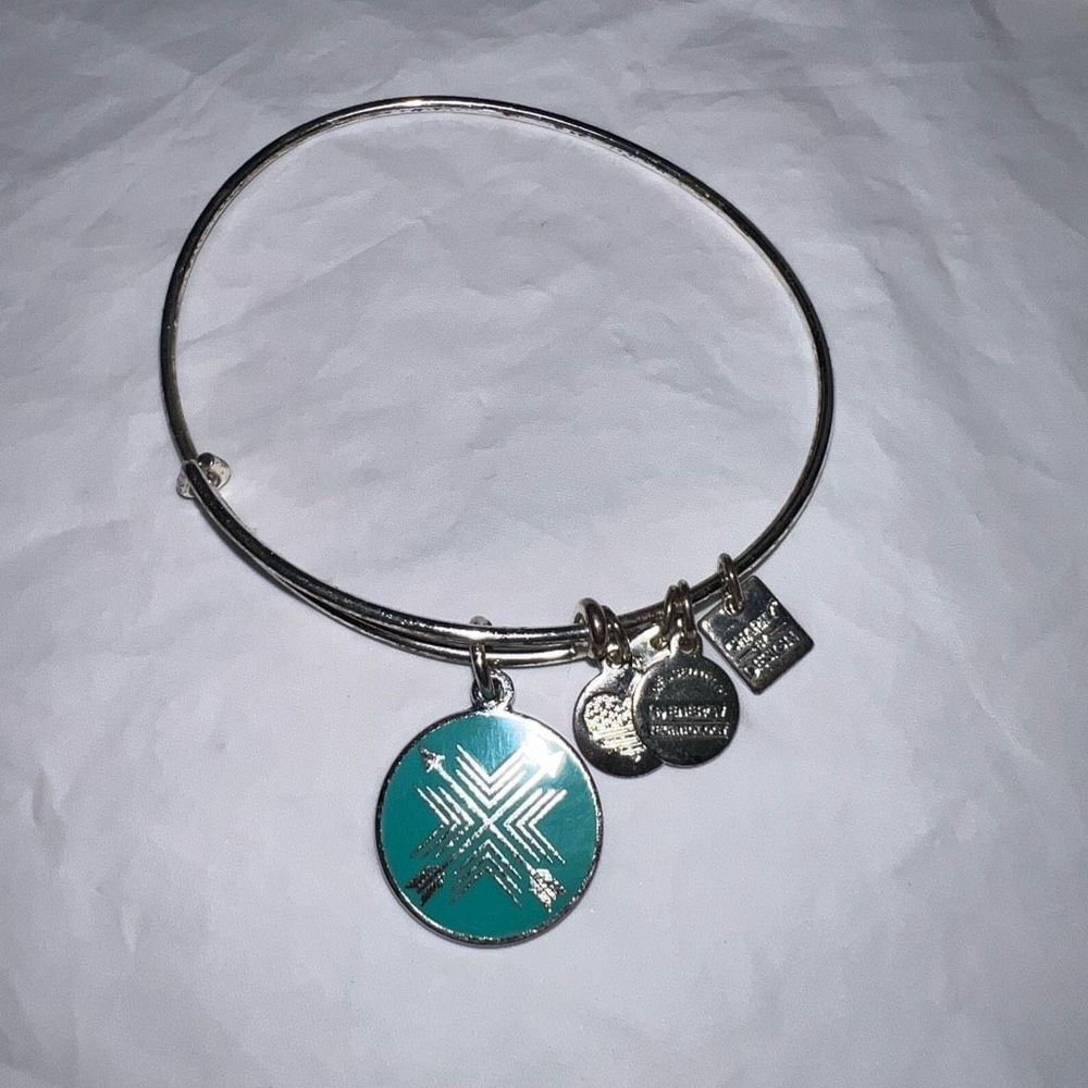 Alex and Ani Arrows of Friendship Charm Bangle Bracelet Shiny Silver Finish